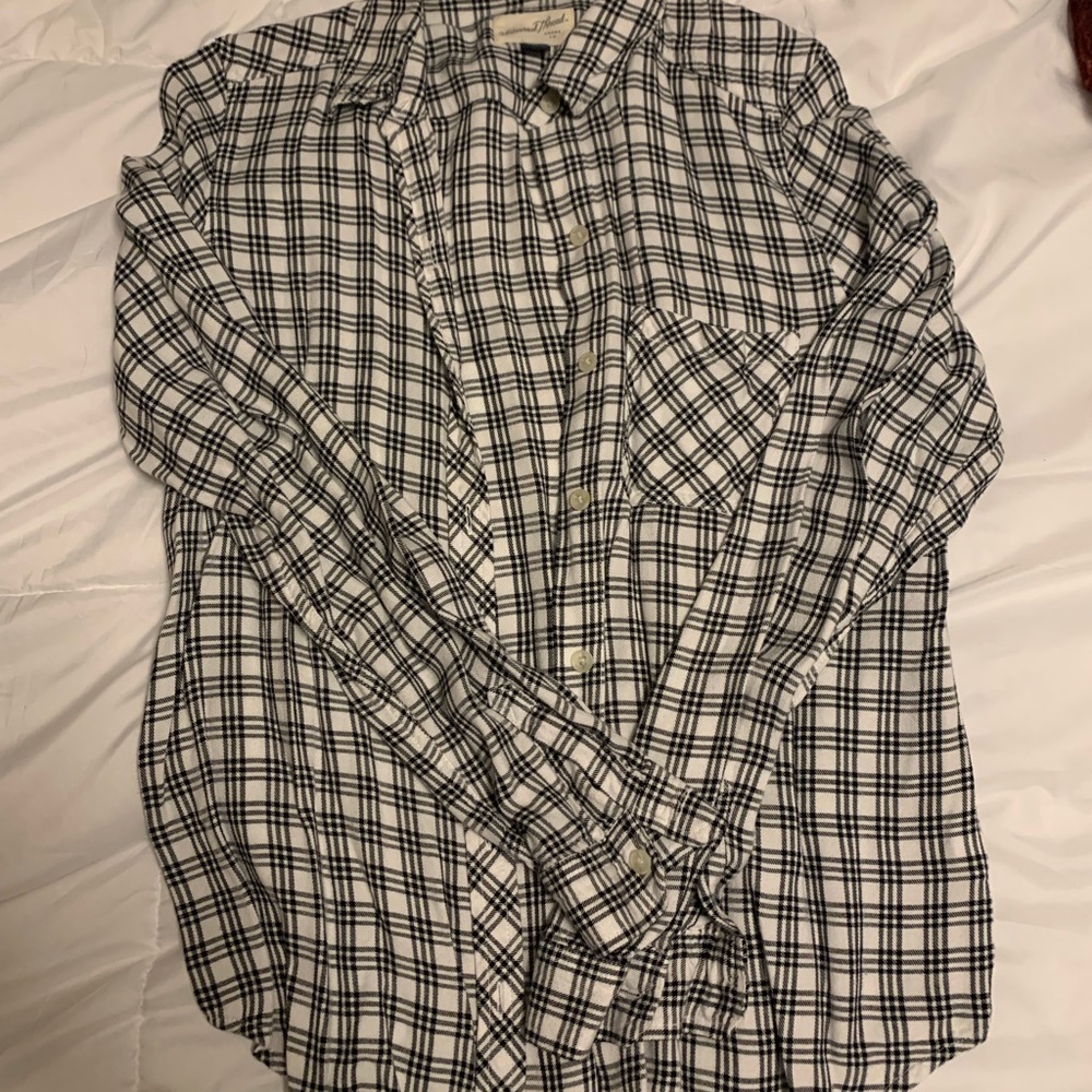 Universal Thread Black & White Flannel Size S